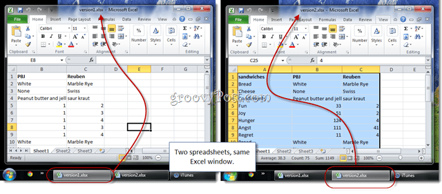 Kako si lahko ogledate preglednice Excela 2010 ena za drugo za primerjavo