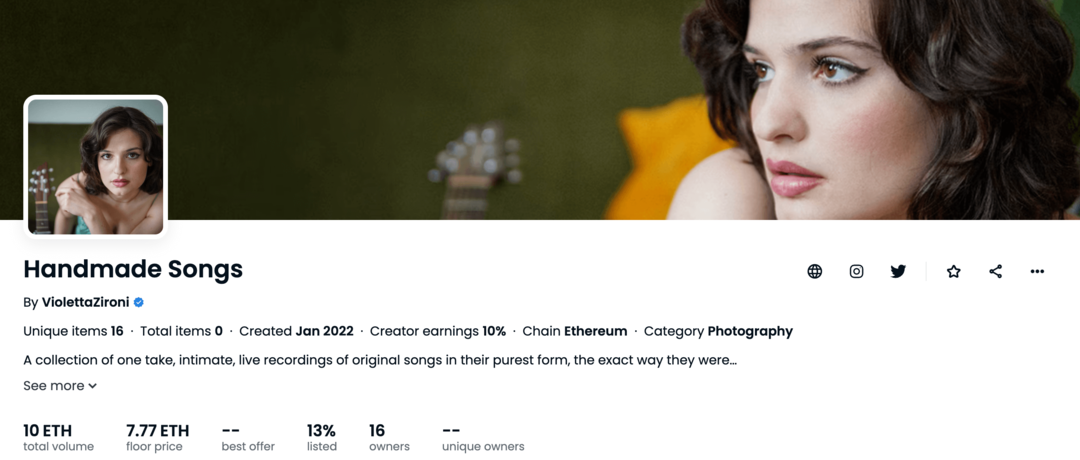 Glasba in NFT: strategija zagona Violette Zironi: preizkuševalka družbenih medijev