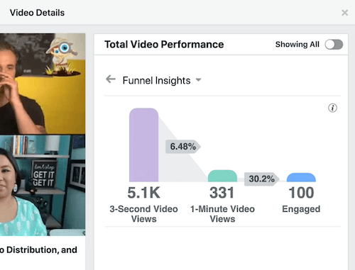 možnost menija ogledanih minut je označena v razdelku o celotni video zmogljivosti na facebooku