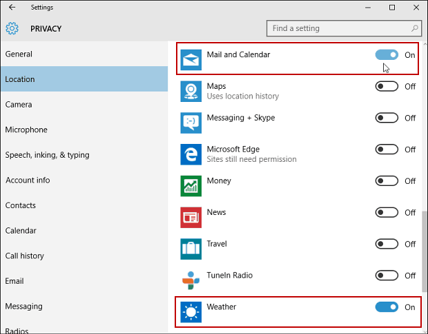 Zasebnost nastavitev sistema Windows 10