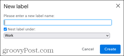 Ustvarite ugnezdeno oznako v Gmailu