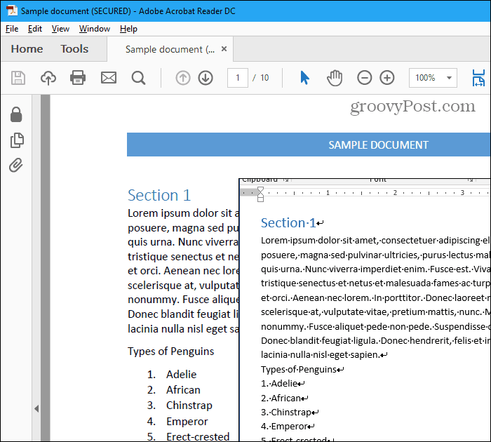 Datoteka PDF in datoteka Word