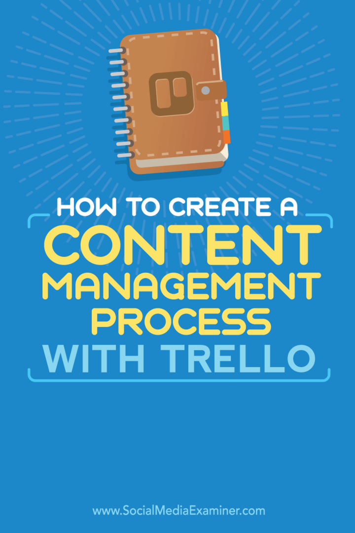Kako ustvariti postopek za upravljanje vsebin s programom Trello: Social Media Examiner