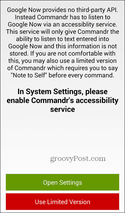 Uporabite Google Now in Commandr za vklop in izklop funkcij