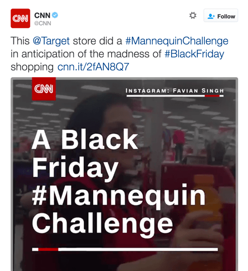 CNN je delil video Targeta, ki je izkoristil dva trenda Twitterja.