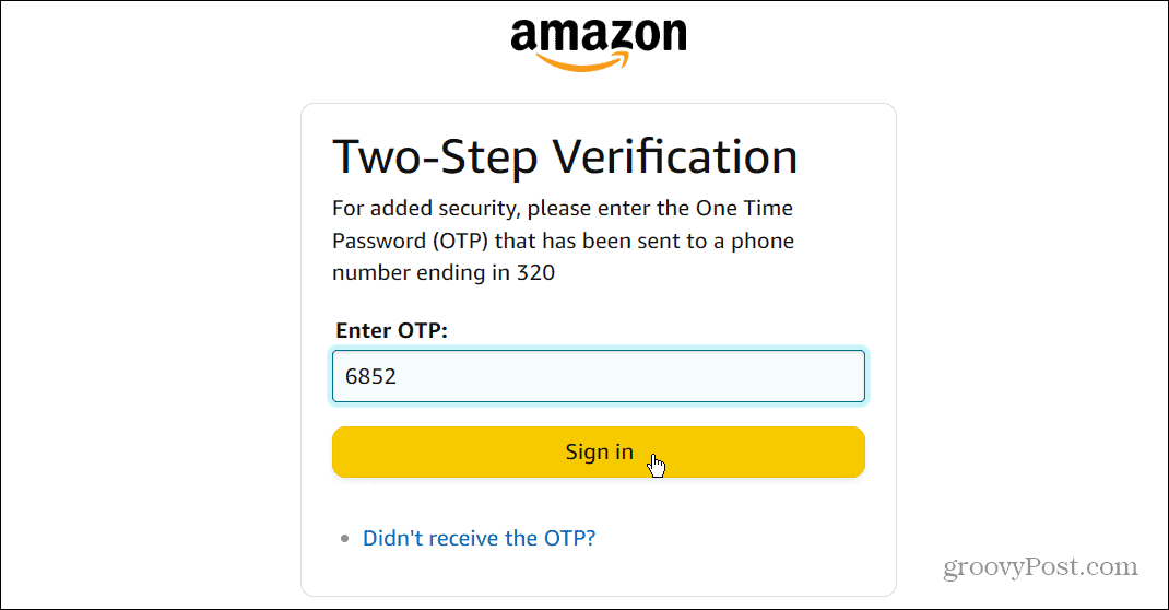 enkratno geslo OTP Amazon