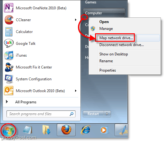 preslikati omrežni pogon v operacijskem sistemu Windows 7