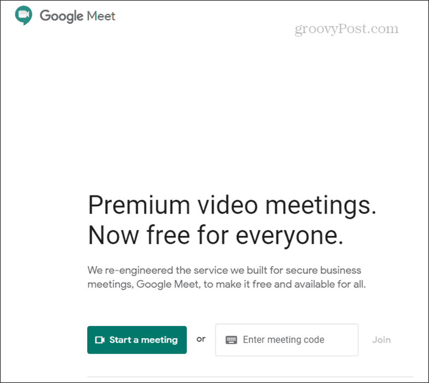 Začetek Google Meet
