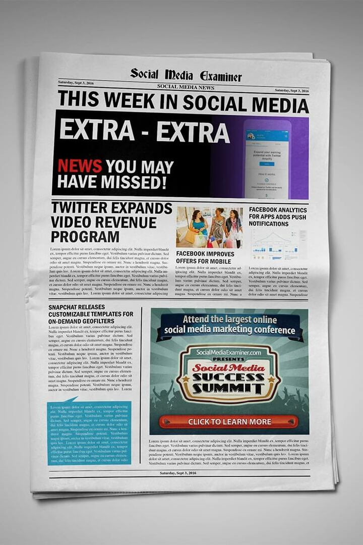 Twitter odpira predogledne video oglase in delitev prihodkov od videa ter druge novice iz družabnih omrežij za 3. september 2016.