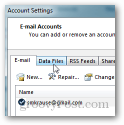 kako ustvariti pst datoteko za Outlook 2013 - kliknite podatkovno datoteko