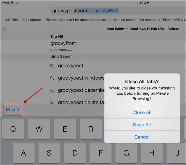 Nasvet za iOS 7: Uporabite zasebno brskanje Safarija