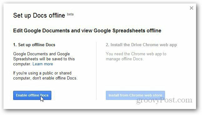 Kako omogočiti in nastaviti Google Dokumente brez povezave