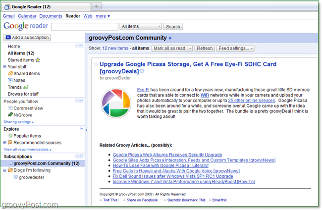 Kako spremeniti privzeti pregledovalnik RSS Firefox za Google Reader