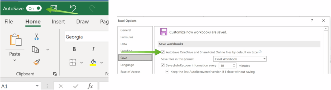 Shranite Excelove datoteke v OneDrive Microsoft Excel AutoSave