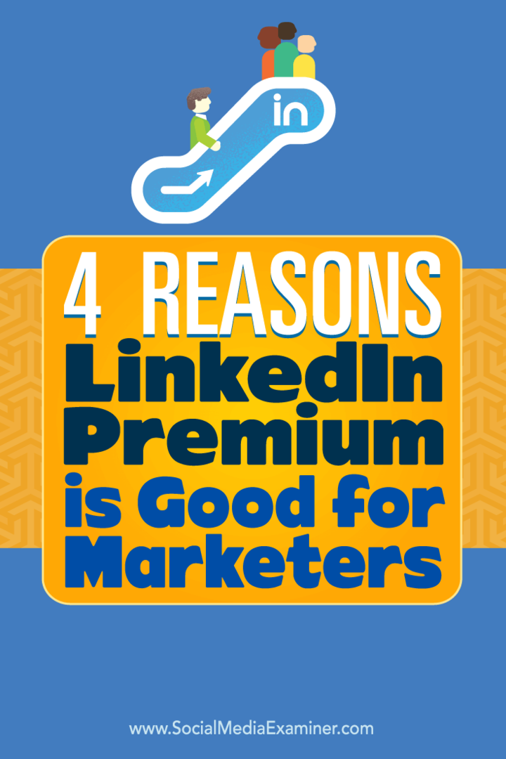 Nasveti o štirih načinih, kako lahko izboljšate trženje s storitvijo LinkedIn Premium.