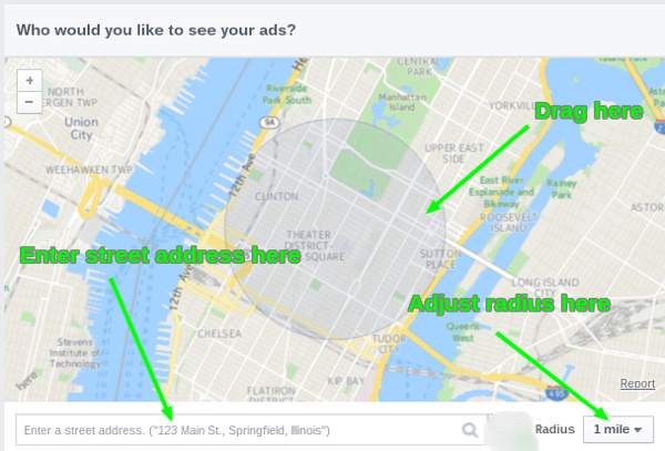 orodje za zemljevide oglasov na facebooku