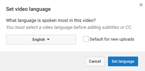 Izberite jezik, ki se najpogosteje govori v vašem videoposnetku v YouTubu.