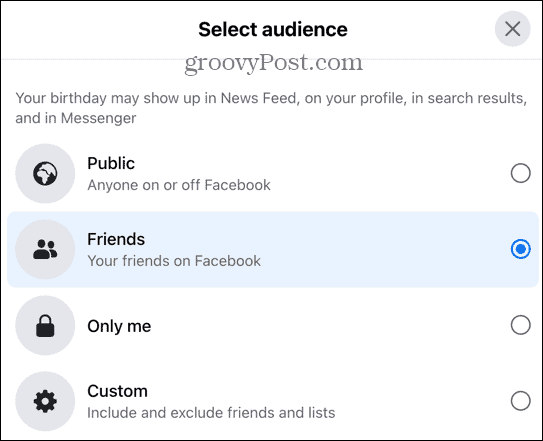 možnosti občinstva na facebooku