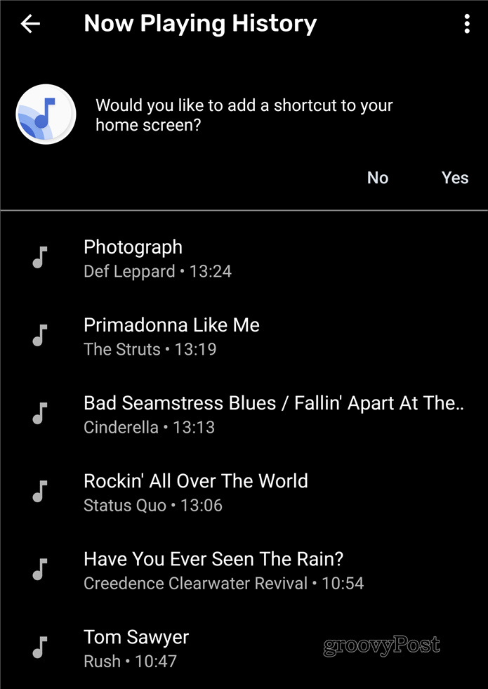 Zdaj se predvaja seznam skladb Google Pixel