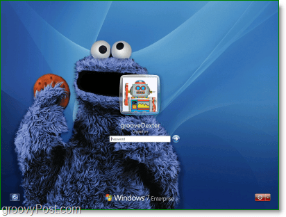 Windows 7 z mojim najljubšim ozadjem sezamovega Cookie Monster ozadja