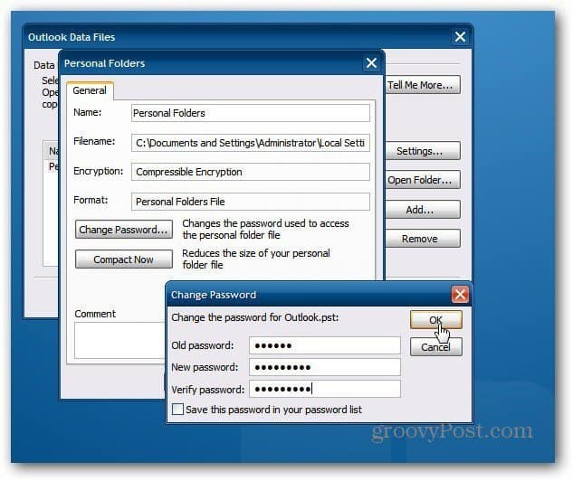 Kako zaščititi geslo s PST datoteko Outlook