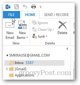 kako ustvariti pst datoteko za Outlook 2013 - kliknite datoteko