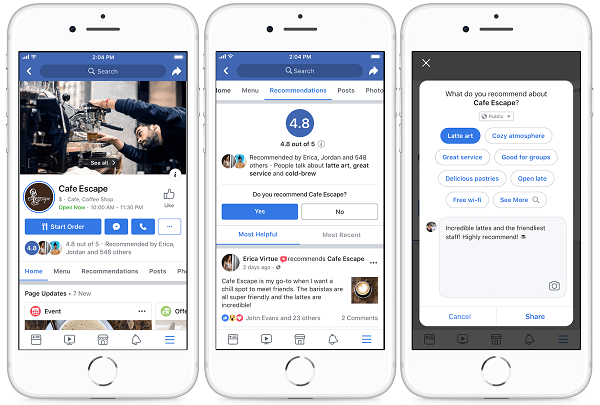 Facebook je na svoji platformi preoblikoval strani več kot 80 milijonov podjetij, da ljudem olajša interakcijo z lokalnimi podjetji in najde tisto, kar najbolj potrebujejo.