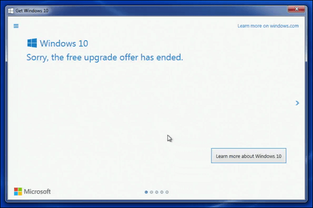 Microsoft priporoča kupcem, da se obrnejo na podporo za nadgradnje sistema Windows 10, ki jih rok ne zaključi