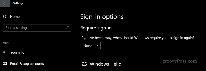 Kako onemogočiti zaslon za prijavo, ko zbudite napravo Windows 10