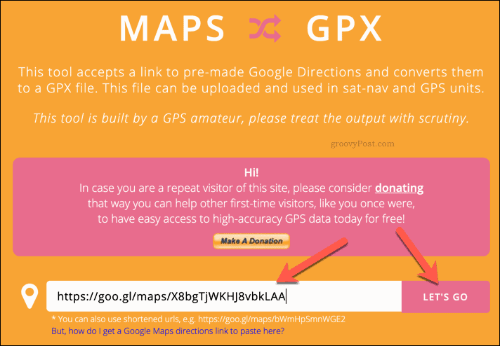 Ustvarjanje datoteke GPX z uporabo MapstoGPX