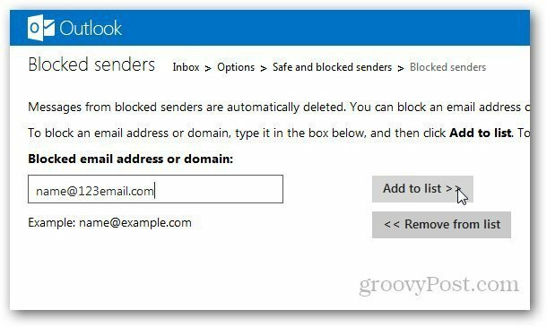 Outlook.com: Dodajte e-poštne naslove na seznam blokiranih