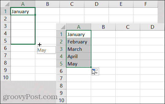 Meseci samodejnega izpolnjevanja v Excelu