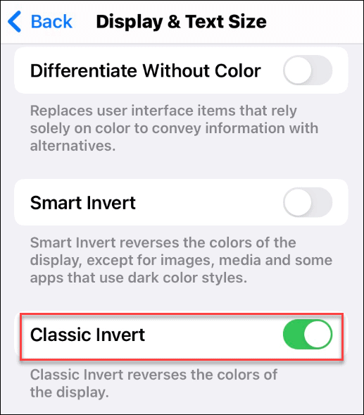 onemogoči pametni invert omogoči klasično invert