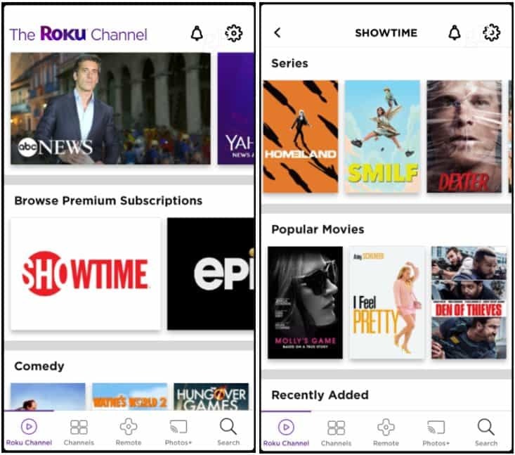 Premium kanali Roku Channel App iOS