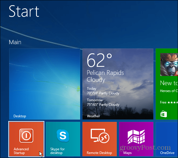 Dostopite do sistema Windows 8.1 Advanced Startup Easy Way