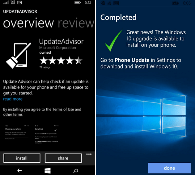 posodobiti in nadgraditi svetovalne aplikacije Windows Phone