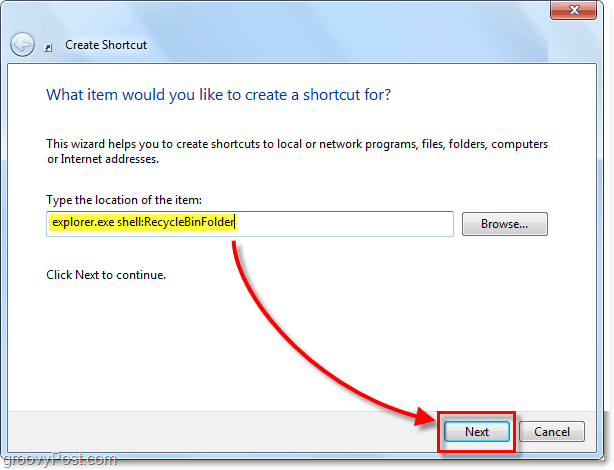 dodajte podaljšek shelle explorer binder explorer kot bližnjico Windows 7