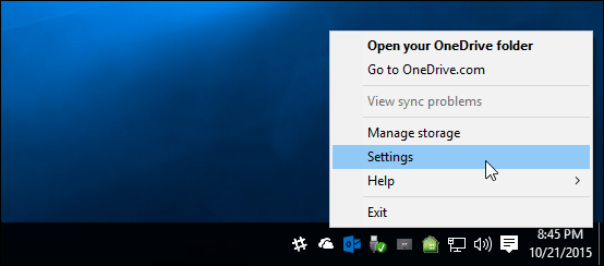 Nastavitve OneDrive Windows 10