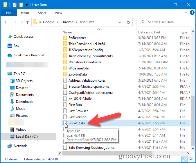 Dvokliknite datoteko Local State za Chrome