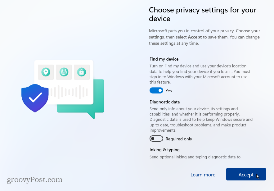 Nastavitve zasebnosti Windows 11