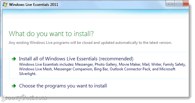 namestite Windows Live Essentials