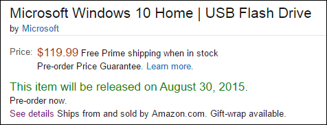 Prednaročilo Windows 10 Trgovina USB Flash Drive iz Amazona