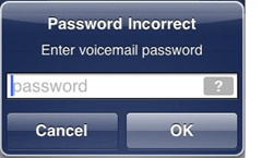 Napaka za iPhone MEssage "Geslo Nepravilno vnesite geslo za glasovno pošto"