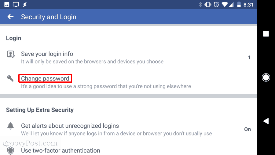 facebook spremeni geslo