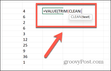 funkcije excel value trim clean