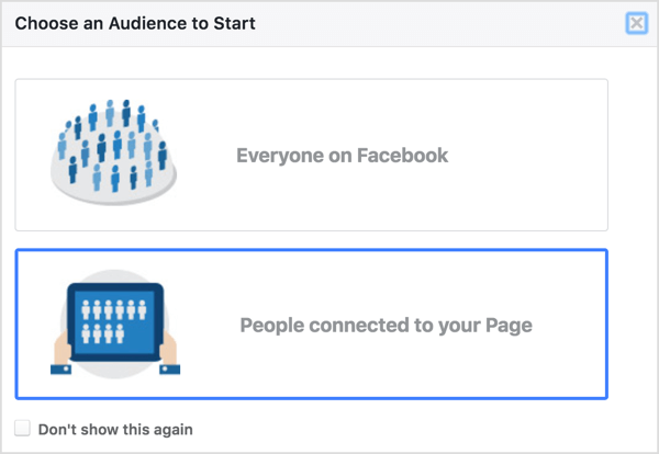 V Facebook Audience Insights izberite osebe, povezane z vašo stranjo.