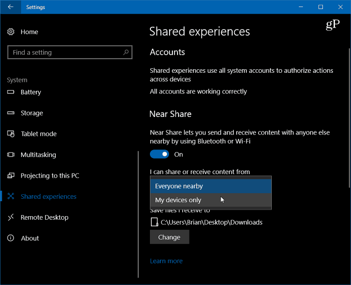 1 Omogočite nastavitve sistema Windows 10 v skupni rabi