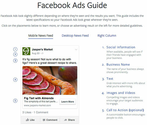 specifikacije oglasov za mobilne naprave facebook