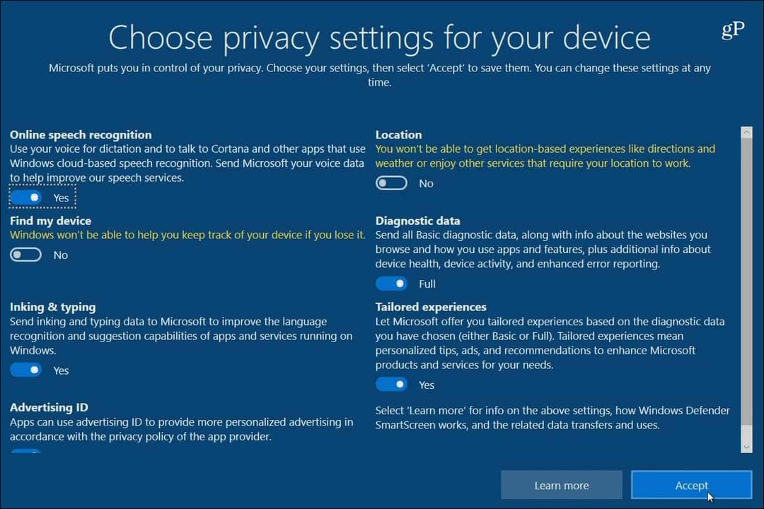 Za brisanje in nalaganje zgodovine dejavnosti uporabite Microsoftovo nadzorno ploščo zasebnosti