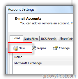 Ustvari nov račun za pošto v Outlooku 2007